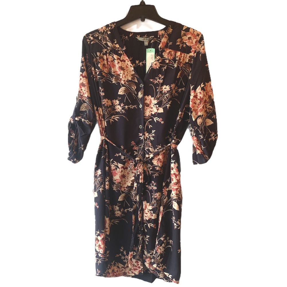 NIC+ZOE Black Floral Button-Front Dress